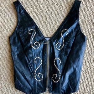 NWT Biker Leather Halter w/ Studs - Chrome by Carrie Basham